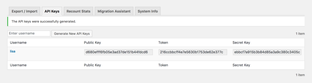 Clés API AffiliateWP
