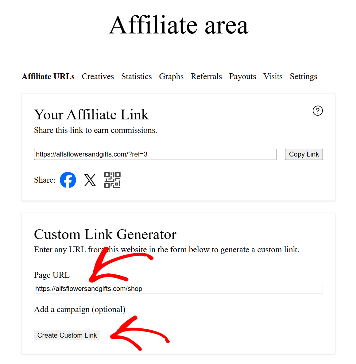 Générateur de liens personnalisés