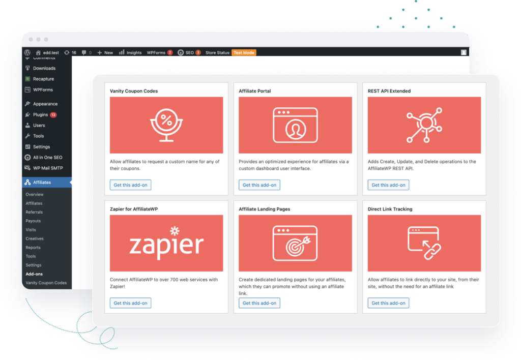 Addons d'affiliation pour plus de fonctionnalités