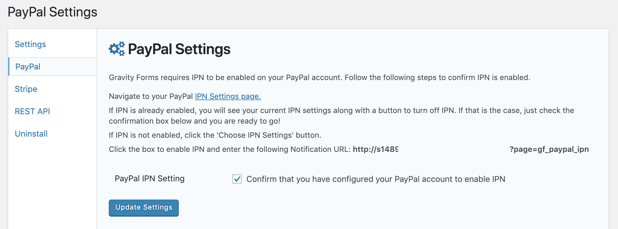 Gravity Forms PayPal設定