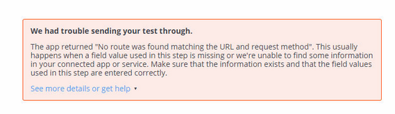 Erreur Zapier lors de l'envoi du test