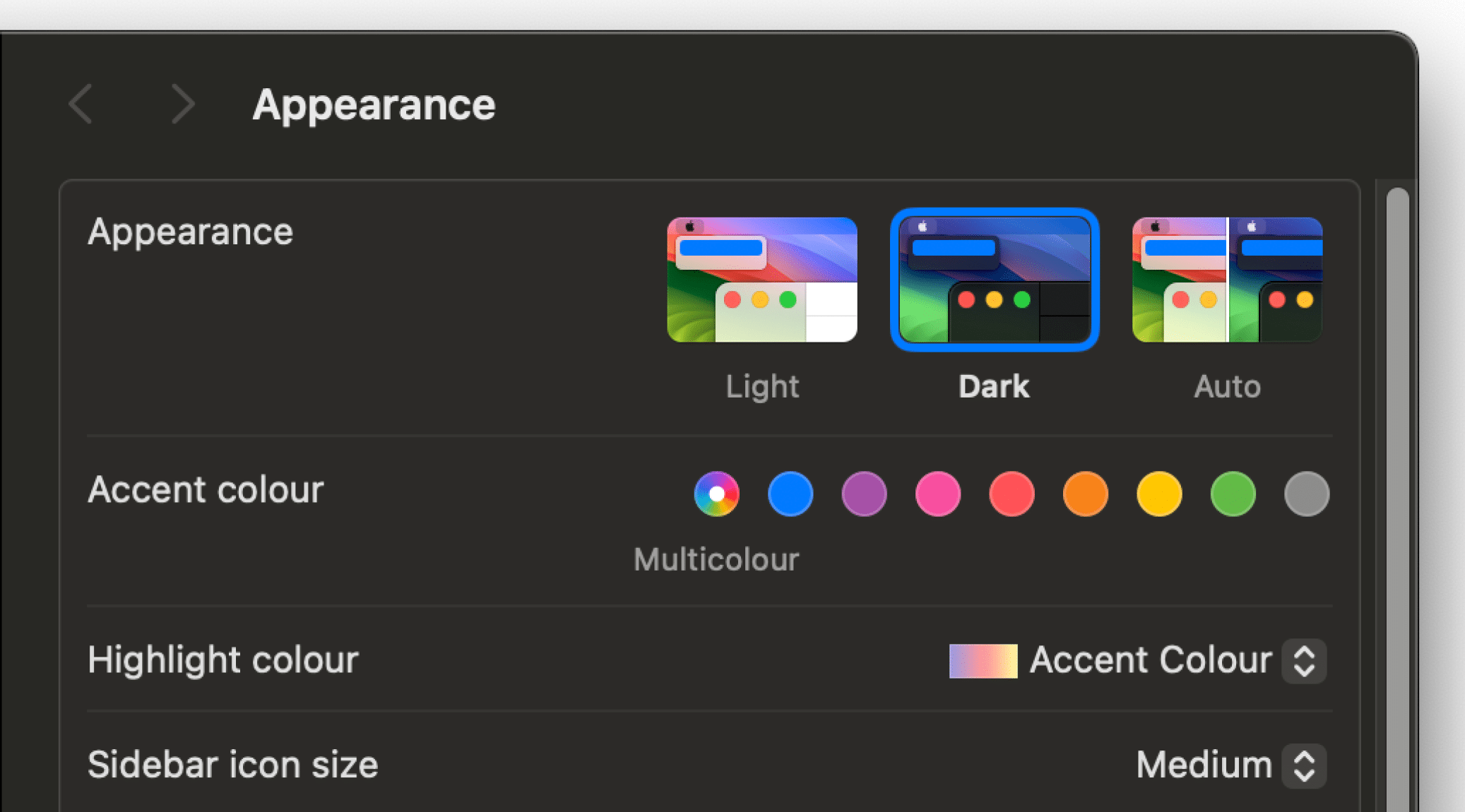 macOSの外観設定