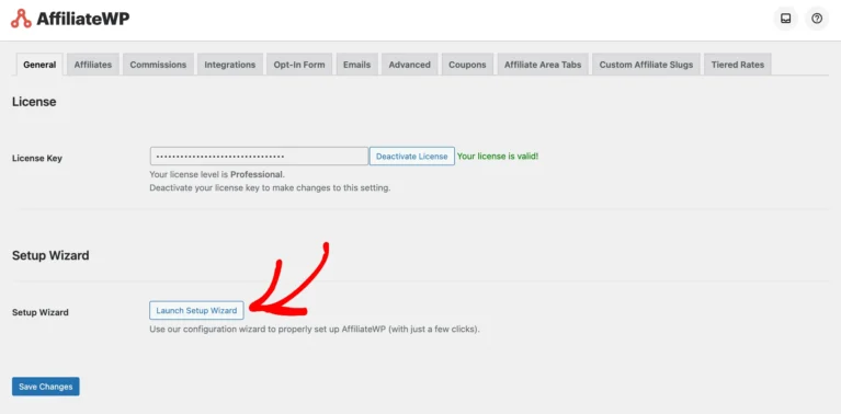 AffiliateWPでセットアップウィザードを起動する