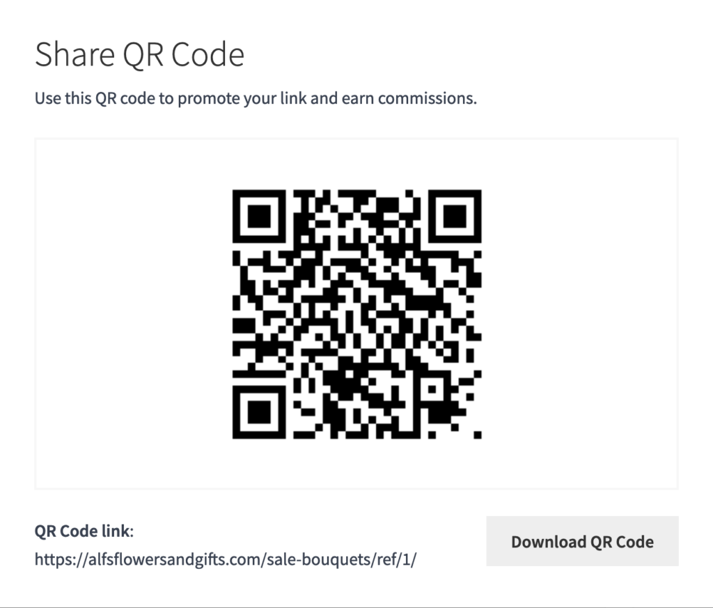 Imagem grande de código QR gerada para clicar e copiar ou um botão para baixar a imagem do código QR.