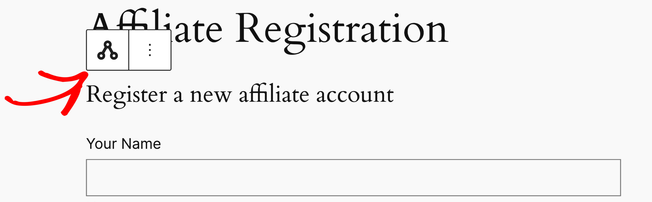 AffiliateWP-Registrierungsblock