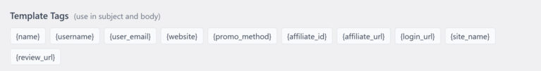 Affiliate Registration Template Tags