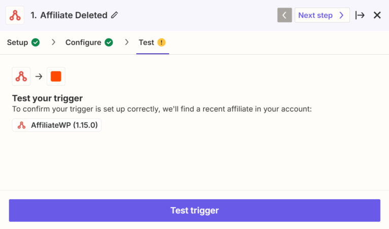 Testeur de déclencheur Zapier