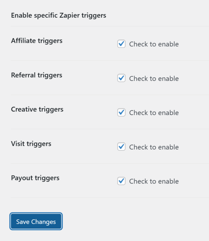 Déclencheurs Zapier AffiliateWP
