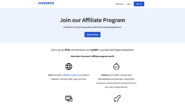 Exemple de programme d'affiliation Coursera