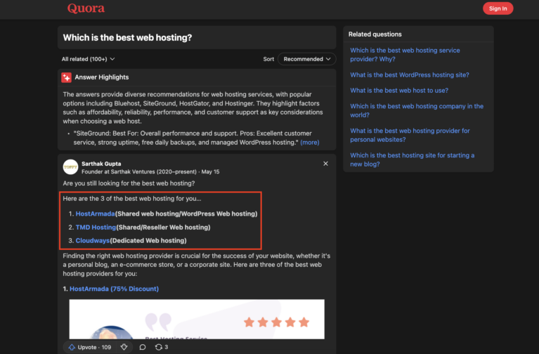 Exemple de marketing d'affiliation sur des forums comme Quora
