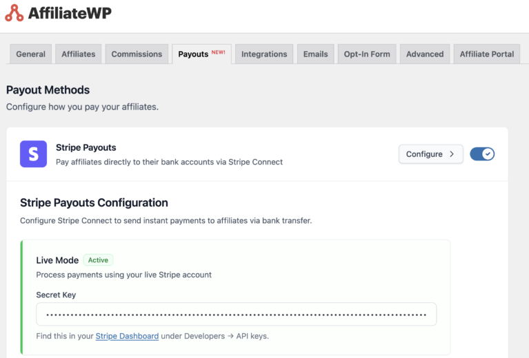 affiliatewp charitable連携のstripe payouts