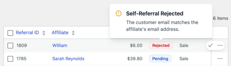 Self referral rejected